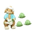 thumbnail image 1 of Bunny Resin Sculpture Rabbit Garden Statue Figurine Desktop Animal Modern Figure Model for Shelf Housewarming Patio Bookshelf With 3 Cabbage, 1 of 8