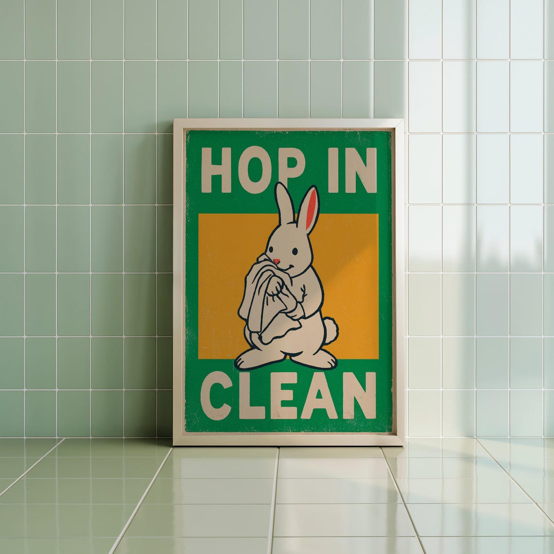 Bunny Retro Comic Animal Pdf And Jpg Wall Art Print, Bathroom And ...