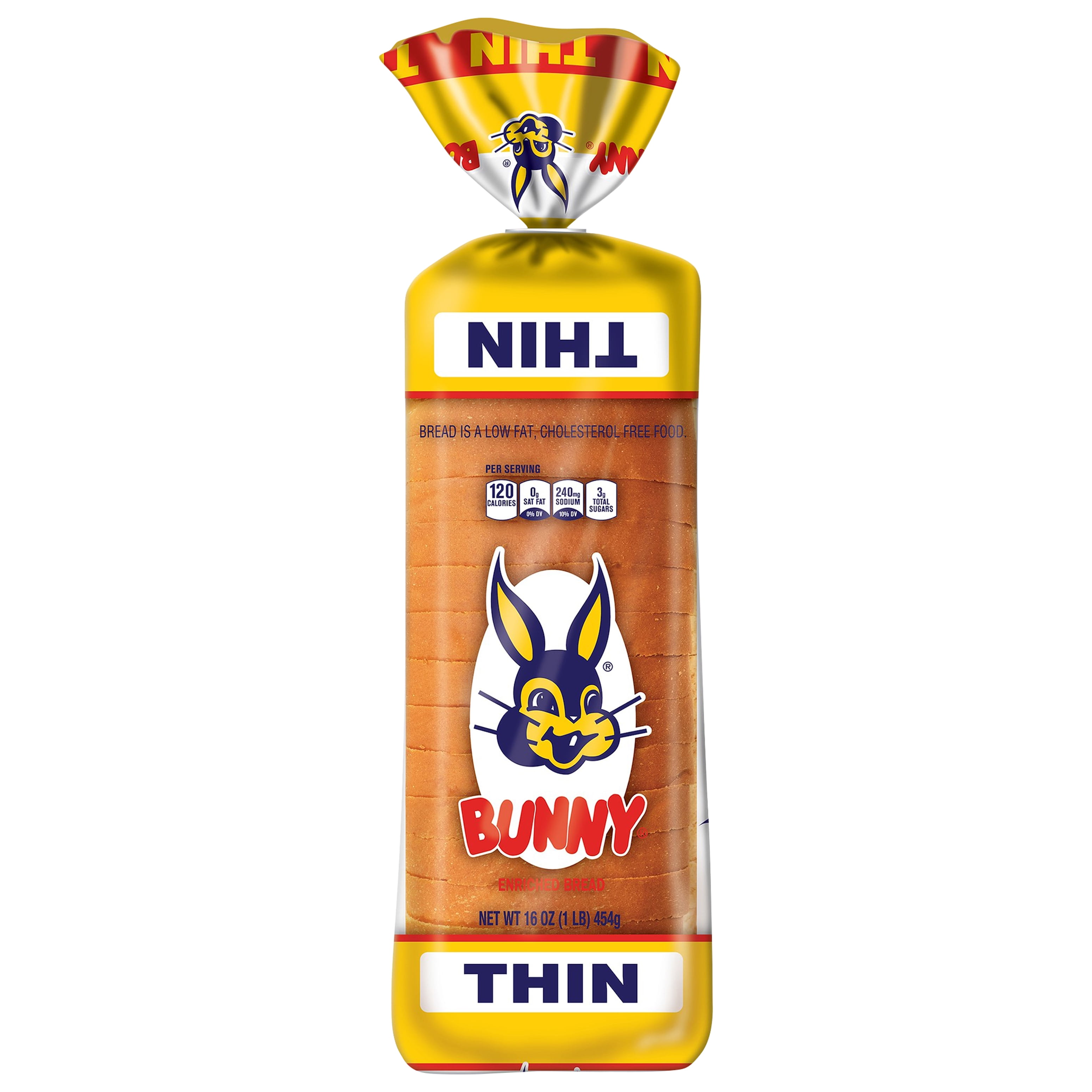 Bunny Bread Thin Sliced, Enriched Sliced White Bread, 16 oz Loaf