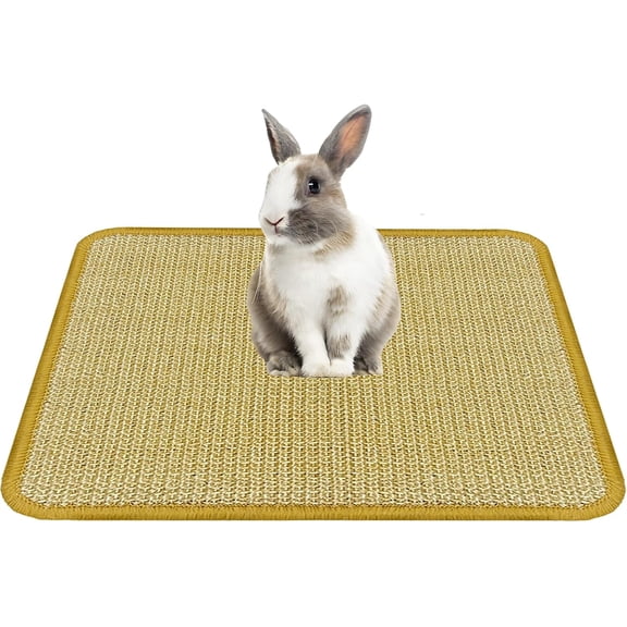 Bunny Scratch Pad, Natural Sisal Rabbit Scratching Mat for Claws and Teeth Care, Indoor Bunny Chew Toys Bunny Bed for Biting Sleeping Nesting (1PC, 16x12in)