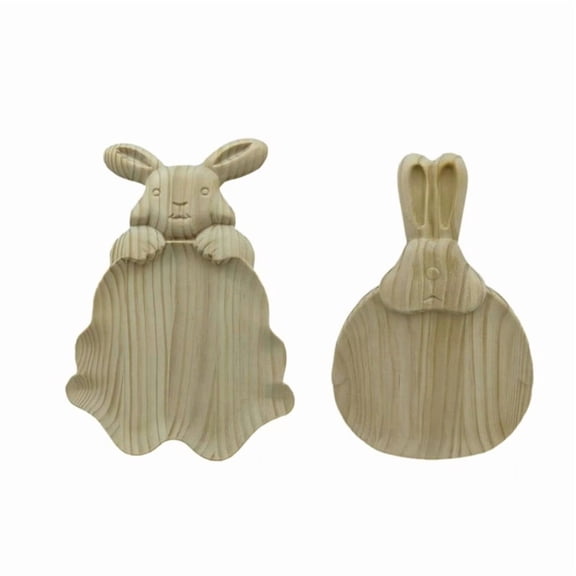 Bunny Serving Tray Bunny Shaped Snack Platters Easter Wooden Serving Plates Rustic Decorative Charcuterie Board Parties