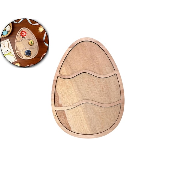 Bunny Serving Wood Tray, Nesting Rabbit-Shaped Wooden Charcuterie Serving Platter for Easter or Spring Rustic Decorative