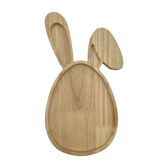 Bunny Serving Wood Trays Cute Cute Wooden Serving Trays Party Supplies Candy Dish Easter Egg-Shaped Plate Easter Day Table Tray Snacks Dish for Housewarming Party Spring Rustic Decoration