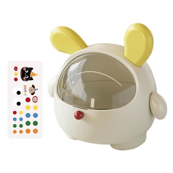 Bunny Shape Storage Container, 9.53x7.48x9.06 Inch PVC Candy Jar with Flip Top Lid, Adorable Snack Box for Kitchen Kids Room
