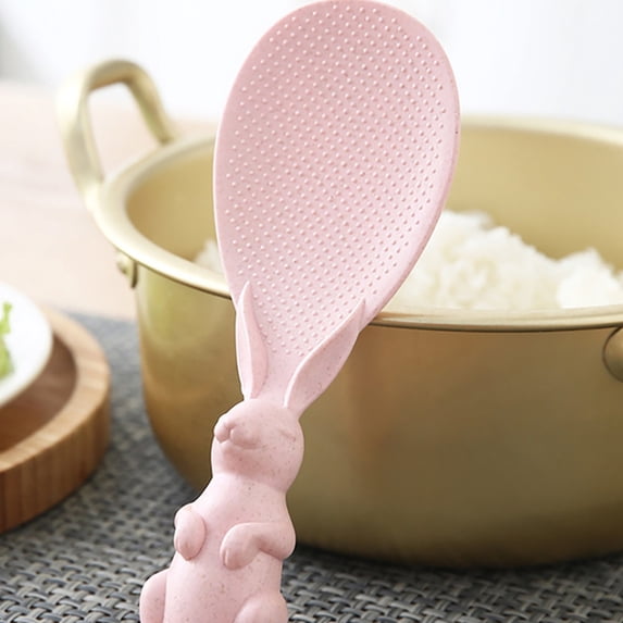 Bunny Shaped Non-Stick Rice Paddle,Standing Rice Spoon with Ergonomic Handle,Cute Heat-Resistant Kitchen Utensil for Rice Cooker,Home Cooking