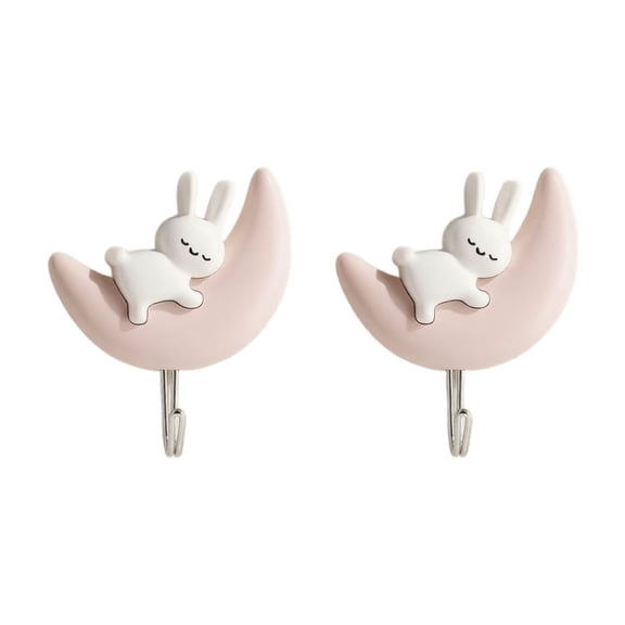 Bunny Shaped Self Adhesive Wall Hooks, No-Drill Decorative Hooks for Dorm Room Bathroom Kitchen, Cute Animal Hooks for Hanging Towels Keys Robes