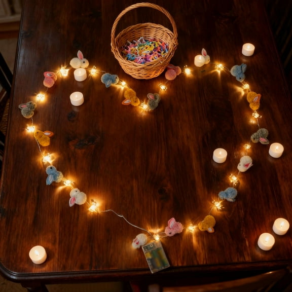 Bunny Shaped String Lights 78.7in 20-Bulb Decorative Easter LED Garland Waterproof Indoor Outdoor Party Holiday Fairy Lights for Home Garden Patio Porch