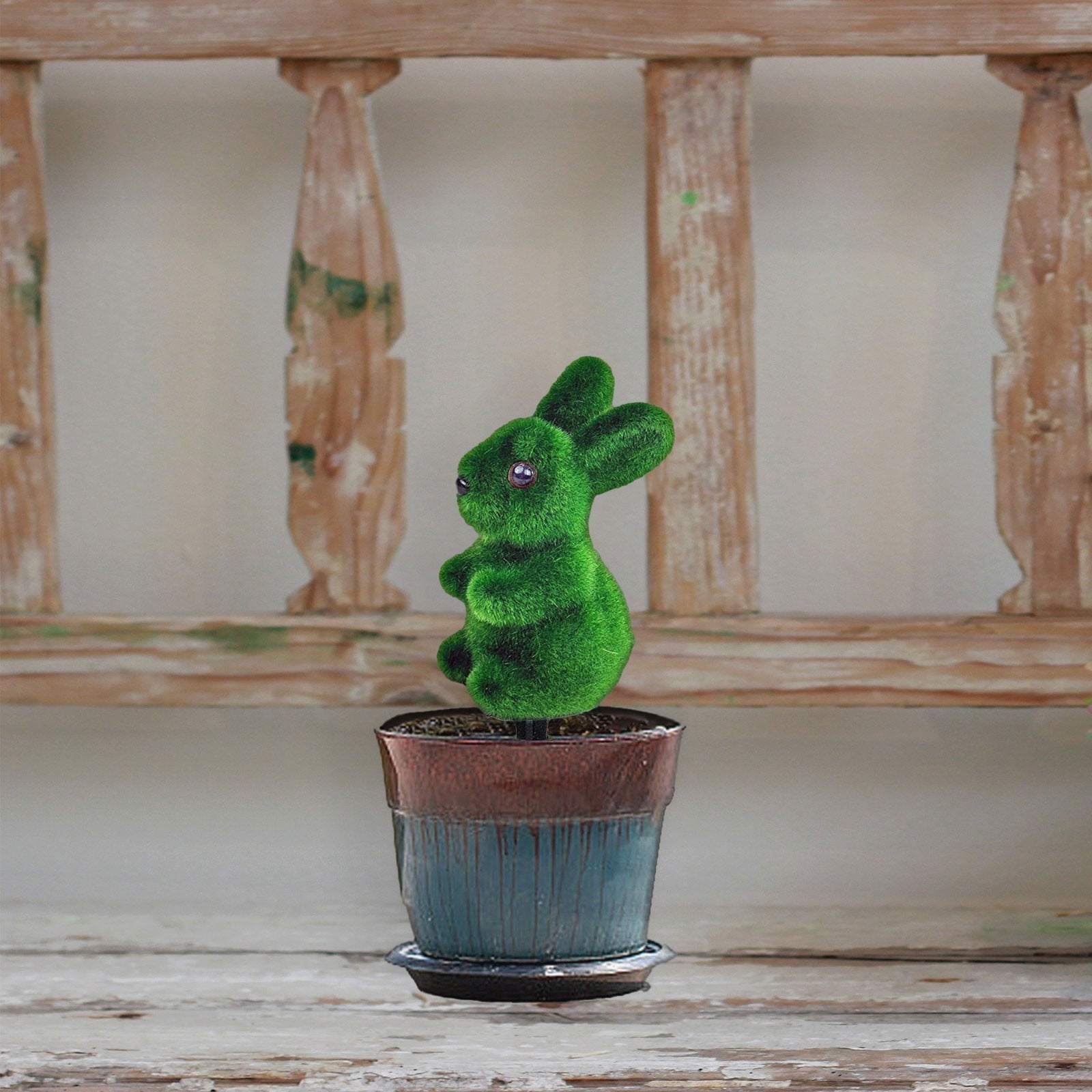 Bunny Shaped Topiary, 3D Green Rabbit Artificial Plant for Easter ...