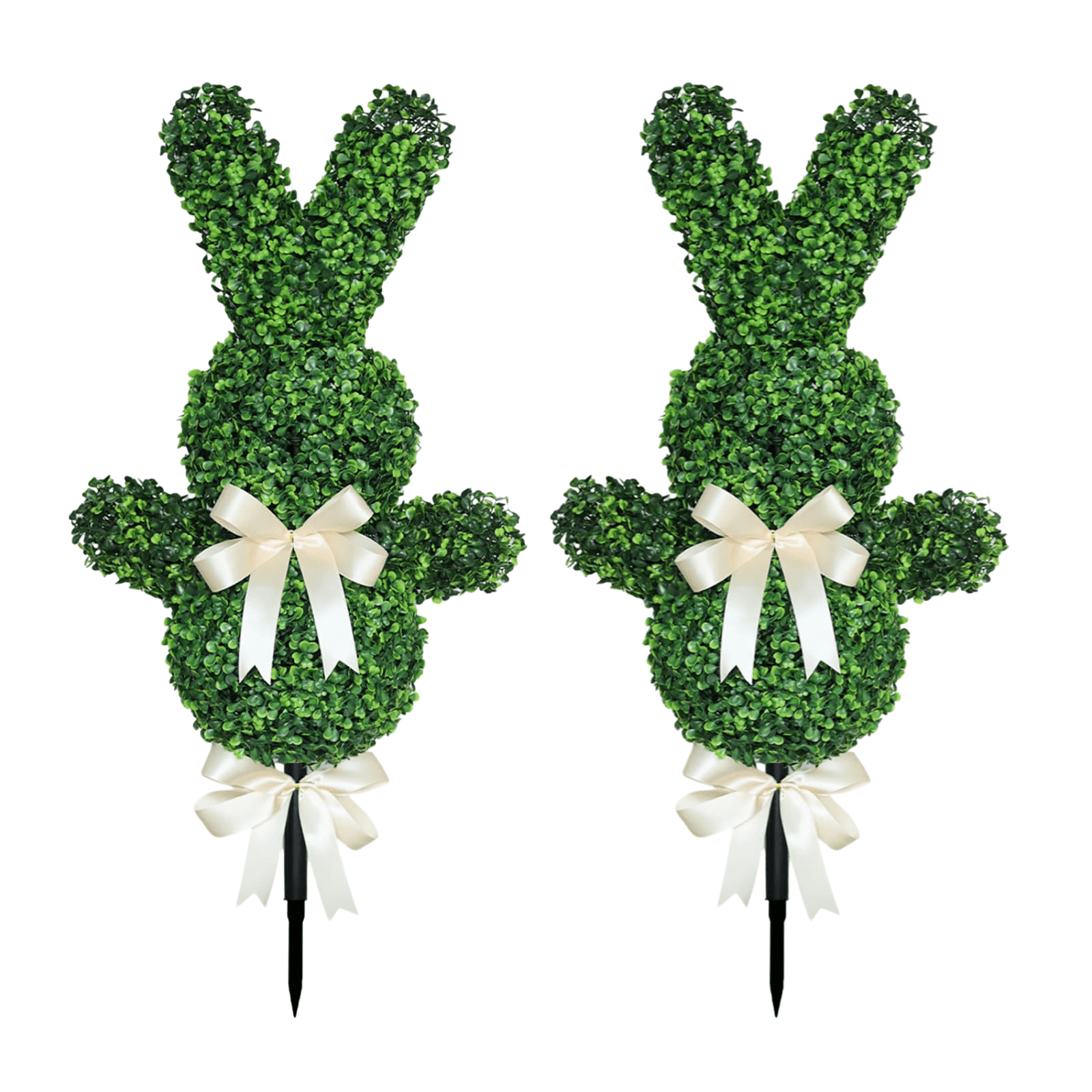Bunny-Shaped Topiary Ball 36'' Artificial Tree Rabbit Bowknot Pot UV ...