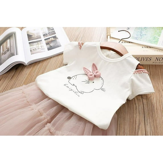 Bunny Shirt with Ruffle Skirt Set