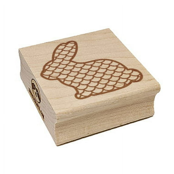 Bunny Side Profile Pattern Mermaid Scales Easter Square Rubber Stamp Stamping Scrapbooking Crafting - Large 2.75in