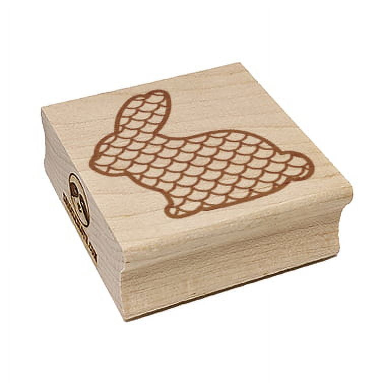 Bunny Side Profile Pattern Mermaid Scales Easter Square Rubber Stamp ...
