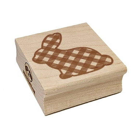 Bunny Side Profile Pattern Plaid Easter Square Rubber Stamp Stamping Scrapbooking Crafting - Small 1.25in