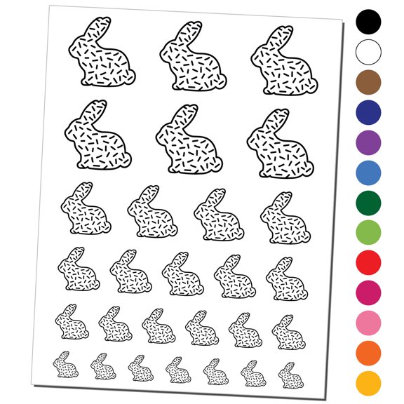 Bunny Side Profile Pattern Sprinkles Easter Water Resistant Temporary Tattoo Set Fake Body Art Collection - Purple