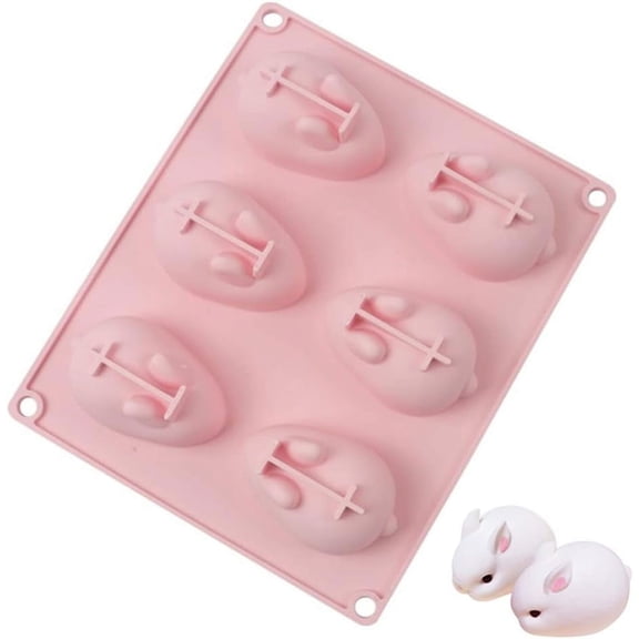 Bunny Silicone Moulds Silicone Rabbit Mould 6 Cavity Rabbit Shaped Chocolate Silicone Mould Easy to Demold and Clean Baking Mold DIY Tools for Chocolate Jelly