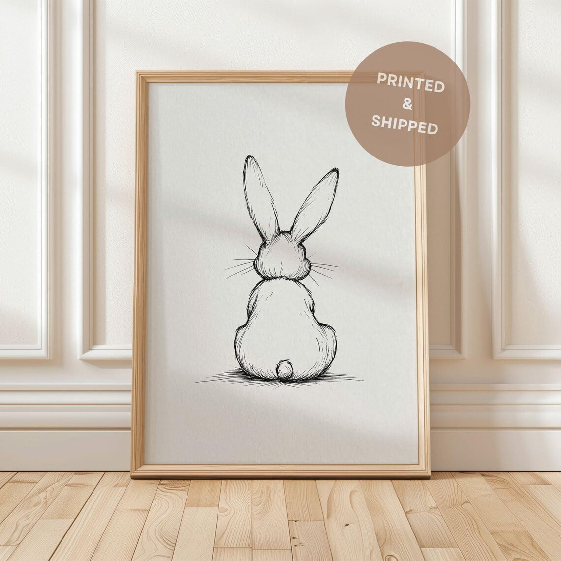 Bunny Sketch Art Print, Minimalist Bunny Rabbit Art, French Country ...