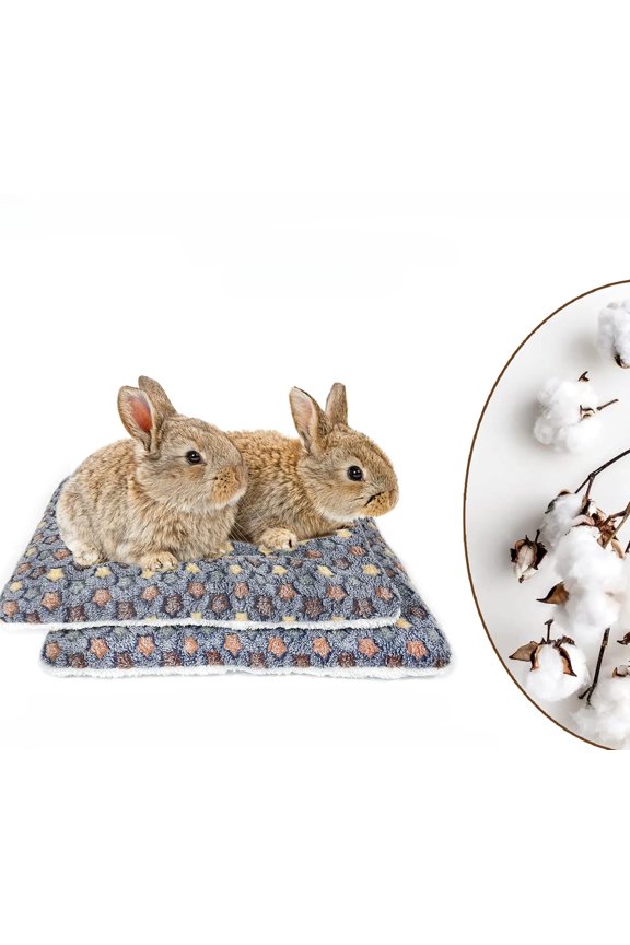 Bunny Sleeping Fleece Pad Guinea Pig Bed Mat Winter for Warm Small Animal Stars Pattern Beds Mattres（2pcs）