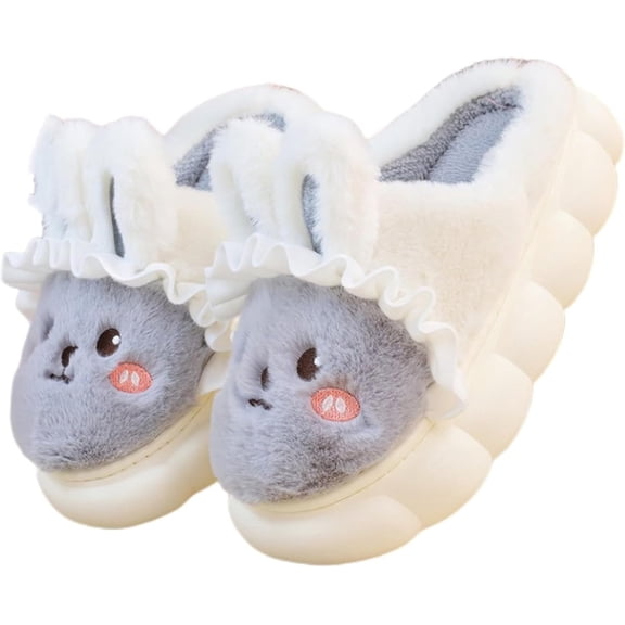 Bunny Slippers for Women Cute Cozy Animal Rabbit Slippers Fuzzy Warm Winter Cotton slipper Indoor House Slippers
