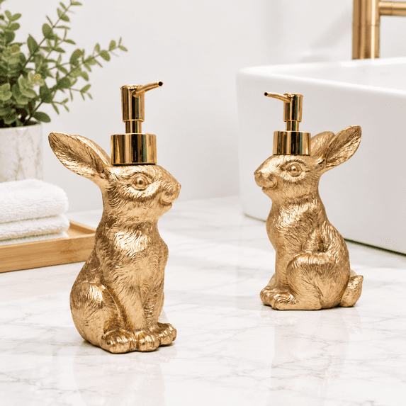 Kitchen Sink Key Bunny Soap Dispenser Set Of 2 - Vintrabbit Hand & Dish Dispensers For ...