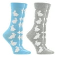 thumbnail image 1 of Bunny Socks 2-Pack Fuzzy Bunnies (Soft Blue/Gray Heather, Medium), 1 of 6