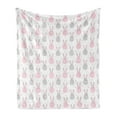 thumbnail image 1 of Bunny Soft Flannel Fleece Throw Blanket, Bicolour Pattern of Cartoon Fluffy Baby Rabbits and Minimal Hearts, Cozy Plush for Indoor and Outdoor Use, 70" x 90", Baby Pink and Pale Grey, by Ambesonne, 1 of 5