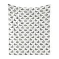 thumbnail image 1 of Bunny Soft Flannel Fleece Throw Blanket, Sketch Art Pattern with Hand-drawn Rabbits Wildlife Doodle Hare Animals, Cozy Plush for Indoor and Outdoor Use, 70" x 90", Dark Brown and White, by Ambesonne, 1 of 6