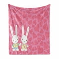 thumbnail image 1 of Bunny Soft Flannel Fleece Throw Blanket, Valentines Day Theme Pattern with Hearts and Romantic Couple Bunnies in Outfits, Cozy Plush for Indoor and Outdoor Use, 50" x 70", Multicolor, by Ambesonne, 1 of 6