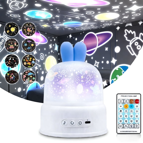 DAYBETTER Star Projector for Kids, 360 Rotating Galaxy Projector for Home Decor, Dazzling Bunny Night Light with BT, Timer & Remote,Easter Birthday Gifts for 3-12 Year Old Girls