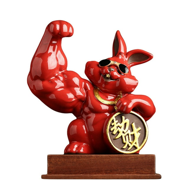 Bunny Statue, Zodiac Year Rabbit Figurine 2023 Chinese New Year
