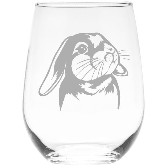 C&M Personal Gifts 17 oz Bunny Stemless Wine Glass - Rabbit Themed Gift (Style B1)