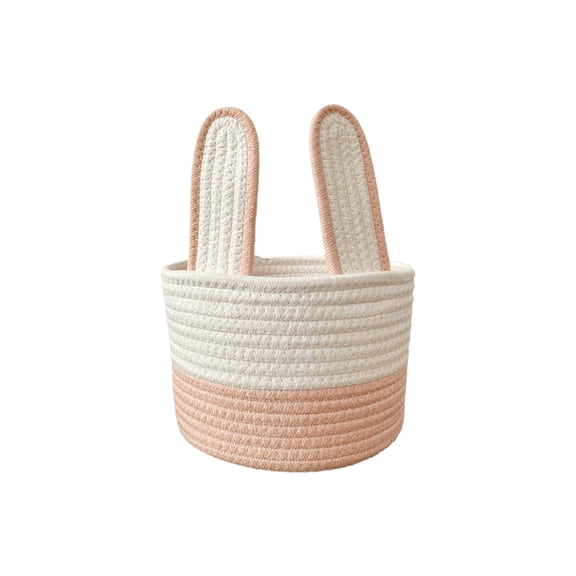 Bunny Storage Basket, Woven Easter Basket for Gift Giving, Nylon Spandex Decorative Bin for Living Room, Bedroom, 7.87x5.9x5.9 Inches