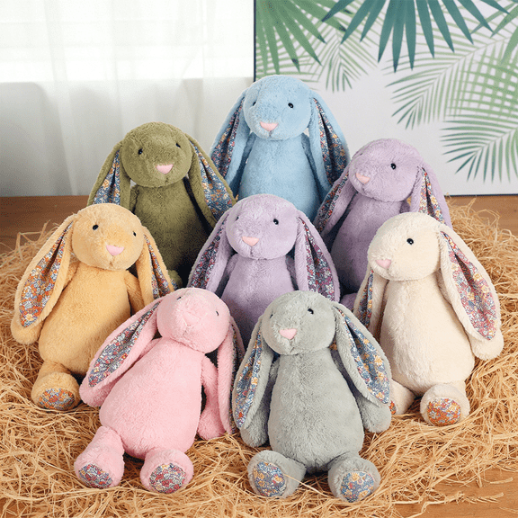 Bunny Stuffed Animal, 11in Cute Rabbit Plush, Home Decor Gift Soft Bunny Plush Long Ear Stuffed Animal (Light Green)
