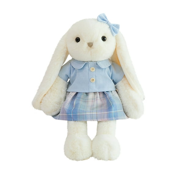 Bunny Stuffed Animal with Clothes, Dressed Bunny Rabbit Plush Toy with Dress & Bow, 11.8 Inch Soft Cuddly Plush Toy, Ideal Gift for Kids Girls Boys Birthday Easter Christmas Room Decor & Toddler Play