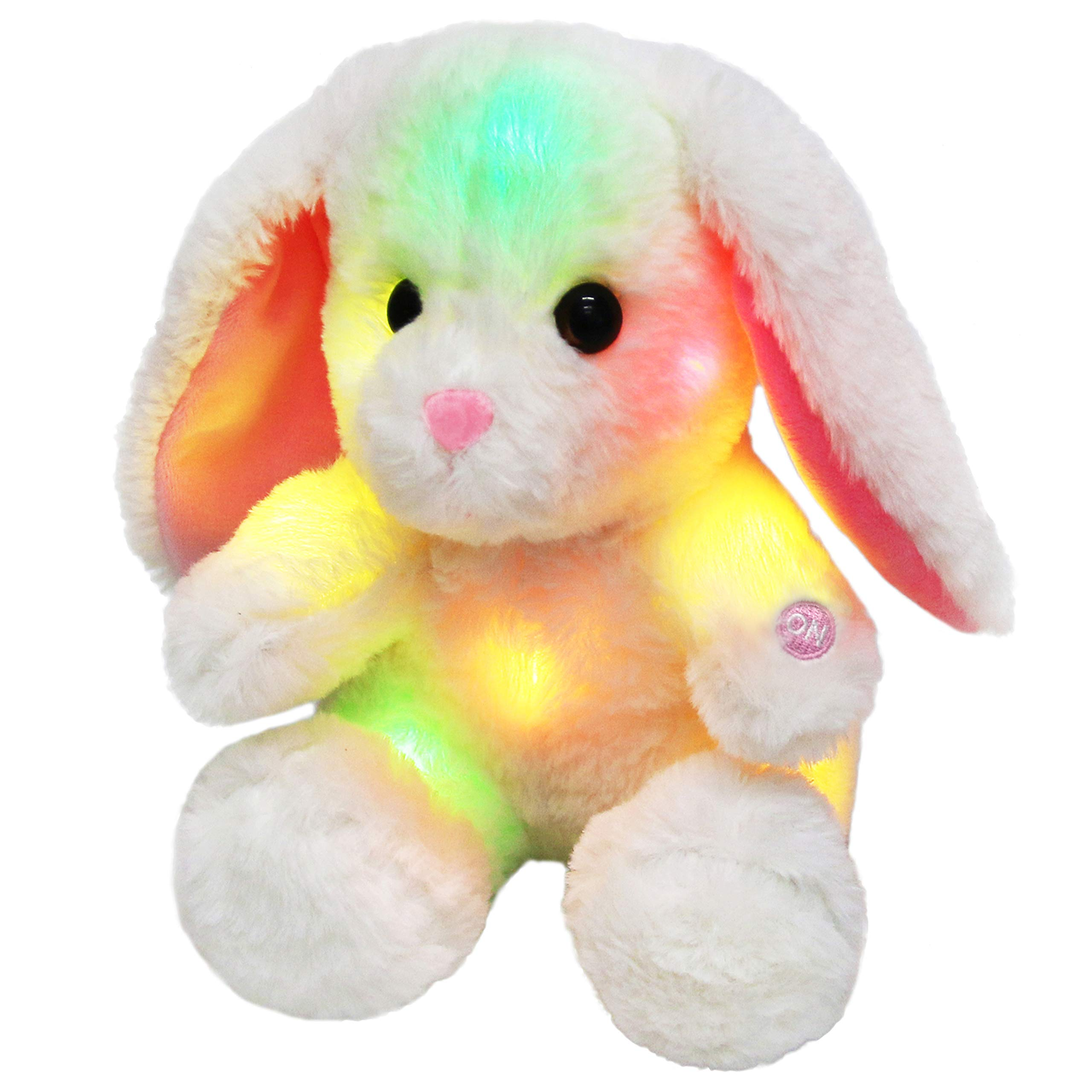 Bunny Stuffed Animal, Light up White Bunny Soft Plush Toy LED Rabbit Lop Ear Night Light Stuffed Animals Easter Birthday Easter Festival Gift for Kids Toddlers, 8''