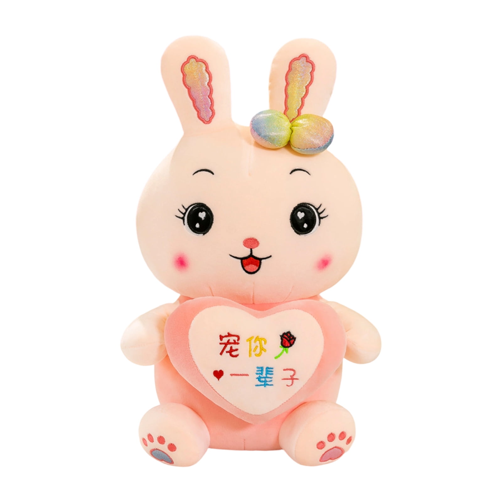 Bunny Stuffed Animal with LoveHeart, 17.7" Soft Stuffed Rabbit Plush Toy, Adorable Plushie Pillow, Ideal Birthday Easter Valentine's Day Presents for Kids, Girls and Boys, Cuddly Hugging Toy