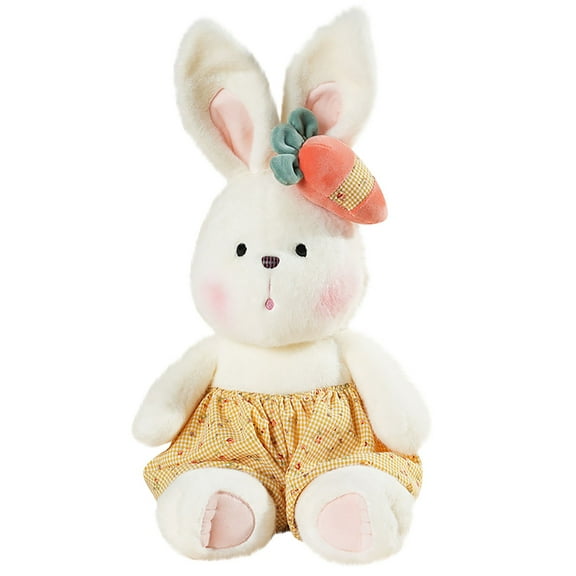 Bunny Stuffed Animal Organic Cotton Baby Plush Toys, 11.8in Yellow Easter Plush Bunny Soft Cuddly Toy
