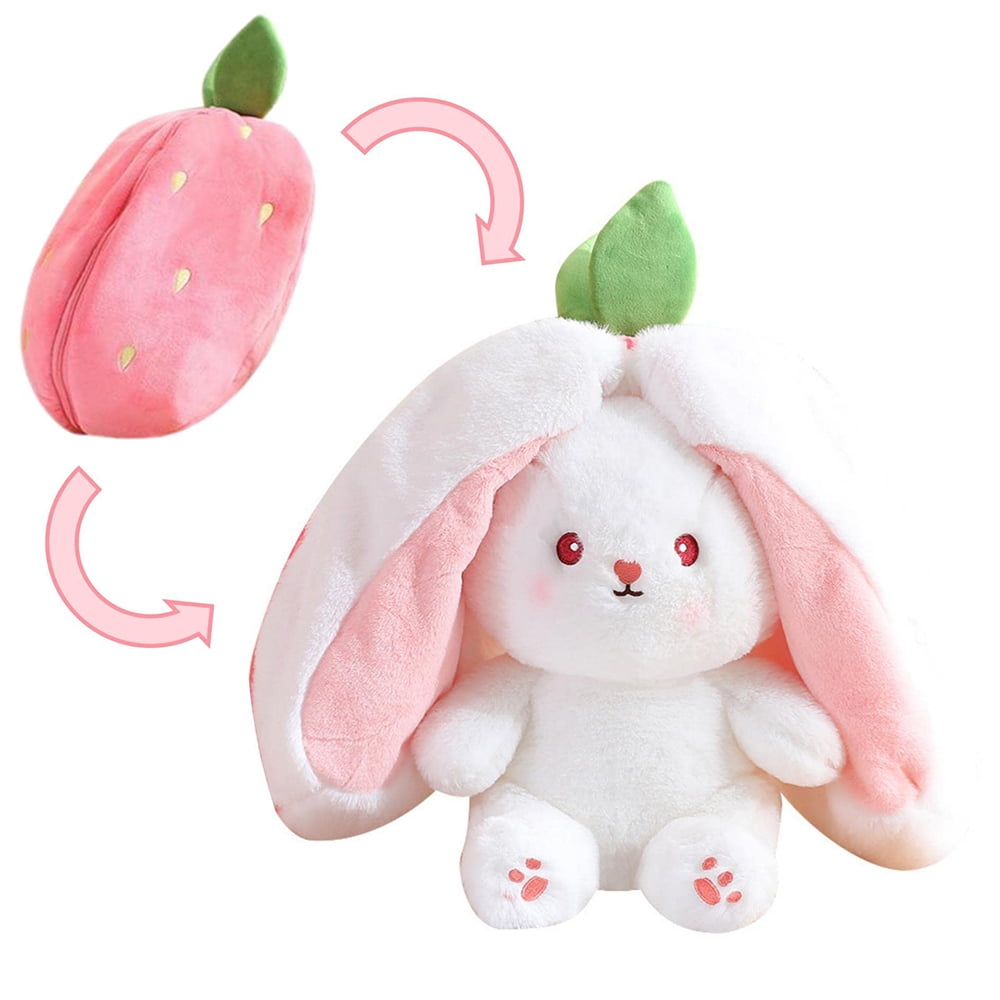Bunny Stuffed Animal Plush Toys, Cute Squishy Carrot Strawberry Turn ...