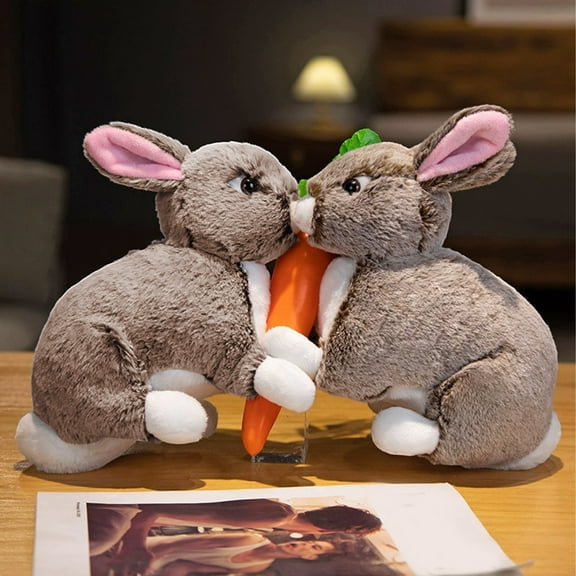 Bunny Stuffed Animal,Reversible Cuddle Bunny Plush Doll with Zipper Cute Soft Rabbit Toys Pillow for Kids and Adults Easter Bunnies Plushies Gifts (7.87"*8.66"*3.94")