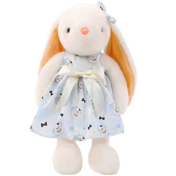 Bunny Stuffed Animal with Floral Dress & Bow - 13.78 Inch Soft Bunny Plush, Cuddly Easter Gifts Birthday Gifts Anniversary Gifts