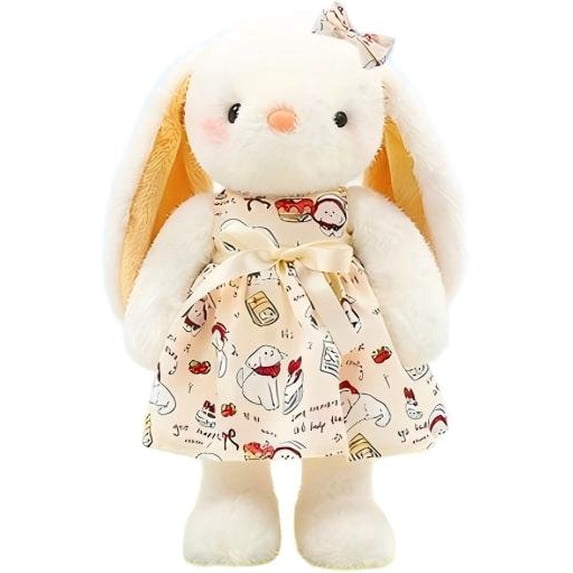 Bunny Stuffed Animal with Floral Dress & Bow - 13.78 Inch Soft Bunny Plush, Cuddly Easter Gifts Birthday Gifts Anniversary Gifts