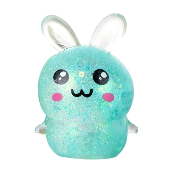 Bunny Sugar Squishy Stress Balls for Adults, Glitter Sensory Bunny Squishy Ball, Slow Rise Rabbit Sugar Ball Fidget Squeeze Toys for Gift Bag Easter Basket Stuffers (Cyan)
