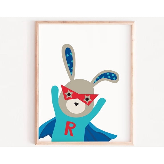 Bunny Superhero Art, Hero, Hero Wall Art, Hero Decor, Super Hero Gift, Nursery Art, Wall Art, Nursery Bunny Wall Art, Modern Wall Decor, 8x12 UNFRAMED