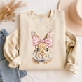 thumbnail image 1 of Bunny Sweatshirt With Pink Gingham Bow , Rabbit Graphic Pullover - Sizes S-5XL ,Gategoo, 1 of 6