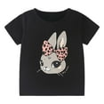 thumbnail image 1 of Bunny T Shirt For Kids Girls Easter Short Sleeve Summer Round Neck Top For Toddler And Little Girls #Black 6-7 Years, 1 of 6