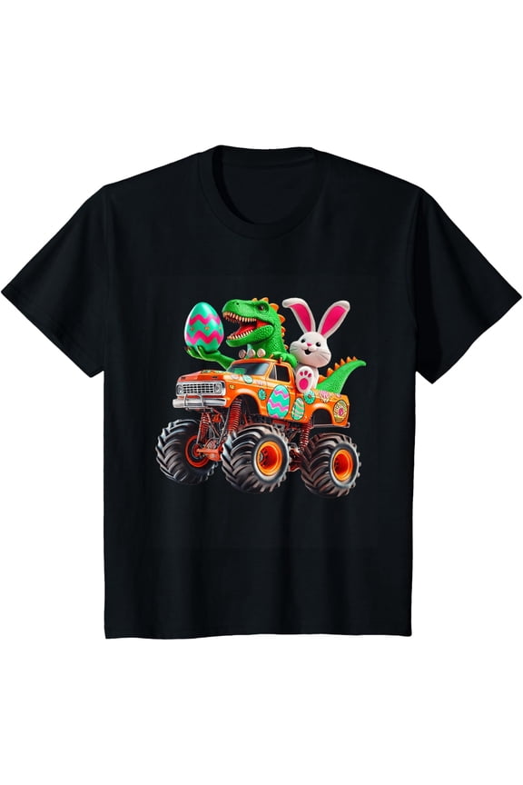 Bunny T-rex Easter Monster Truck Dino Funny Boys Kids Cute T-Shirt
