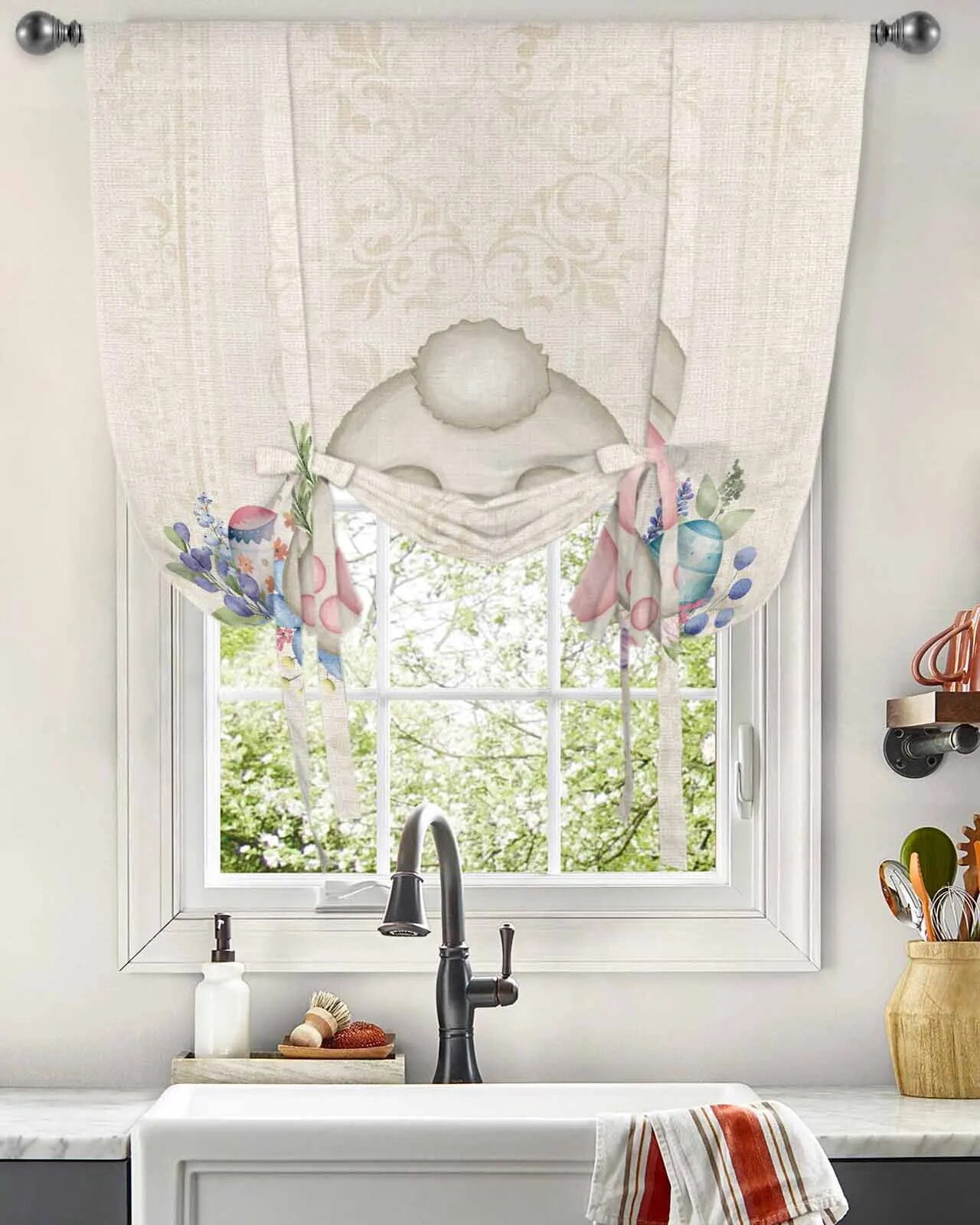 Bunny Tail Spring Flowers Curtains for Living Room Bedroom Modern Tie ...