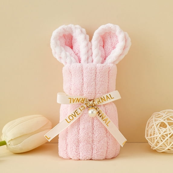 Bunny Themed Handheld Gift, Soft Towel Set, Cute Animal Designed Towel, Portable Hand Towel, Adorable Towel Gift, Lightweight Face Towel for Daily Use & Gifting Occasions, 2.75*6.1in, Pink