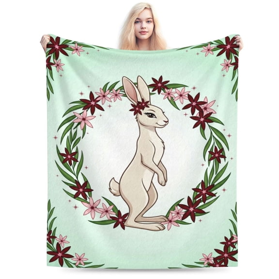 Bunny Throw Blanket Cute Bunny Super Soft Flannel Fluffy Plush Warm Present Idea Sofa Bed 50x40