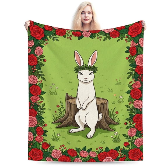 Bunny Throw Blanket Cute Bunny Super Soft Flannel Fluffy Plush Warm Present Idea Sofa Bed 50x40