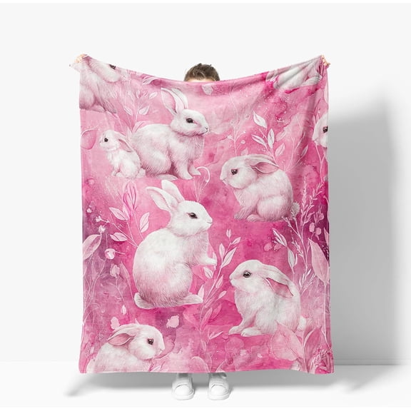 Bunny Throw Blanket Warm Decor Cute Animal Rabbit Soft Flannel Rabbits Blanket Bunnies Rabbit Men Women 40" X 50"